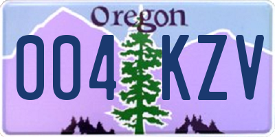 OR license plate 004KZV