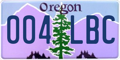 OR license plate 004LBC