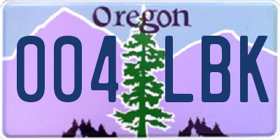 OR license plate 004LBK