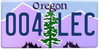 OR license plate 004LEC