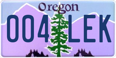 OR license plate 004LEK