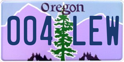 OR license plate 004LEW
