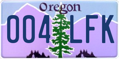 OR license plate 004LFK