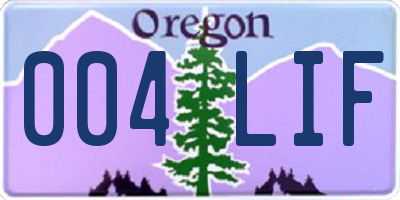 OR license plate 004LIF