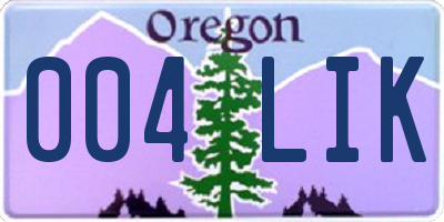 OR license plate 004LIK