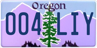 OR license plate 004LIY