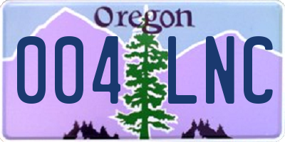 OR license plate 004LNC