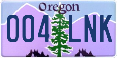 OR license plate 004LNK