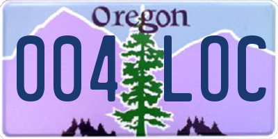 OR license plate 004LOC