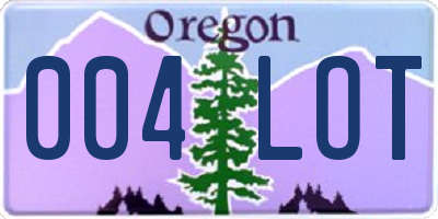 OR license plate 004LOT