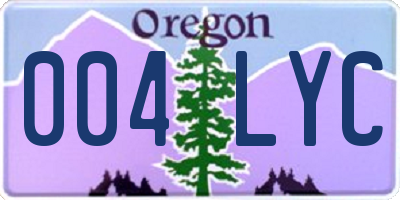 OR license plate 004LYC
