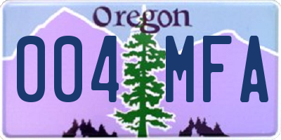 OR license plate 004MFA