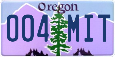 OR license plate 004MIT