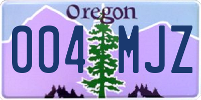 OR license plate 004MJZ