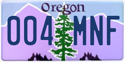 OR license plate 004MNF