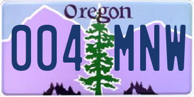 OR license plate 004MNW