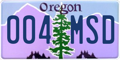 OR license plate 004MSD