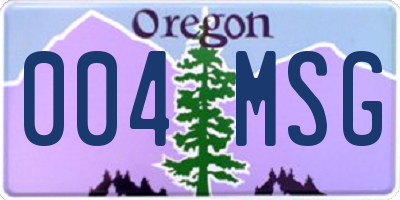 OR license plate 004MSG