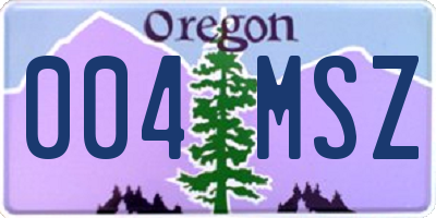 OR license plate 004MSZ