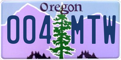 OR license plate 004MTW