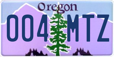 OR license plate 004MTZ