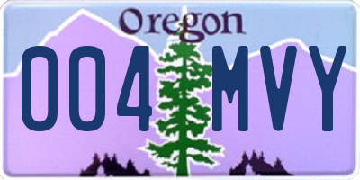 OR license plate 004MVY