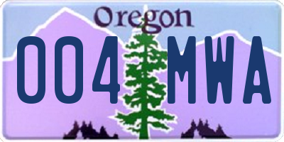 OR license plate 004MWA