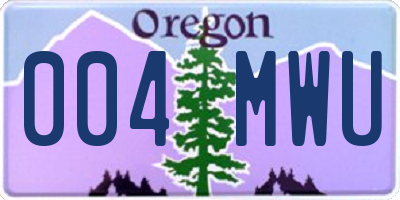 OR license plate 004MWU
