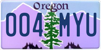 OR license plate 004MYU
