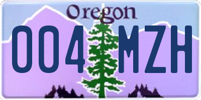 OR license plate 004MZH