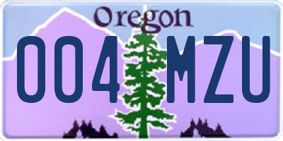 OR license plate 004MZU