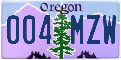 OR license plate 004MZW