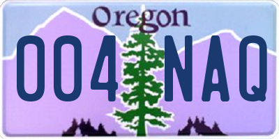 OR license plate 004NAQ