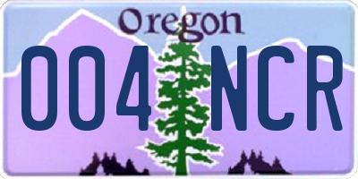 OR license plate 004NCR