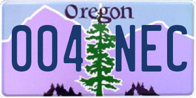 OR license plate 004NEC