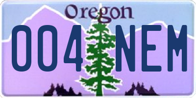 OR license plate 004NEM