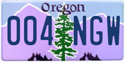OR license plate 004NGW