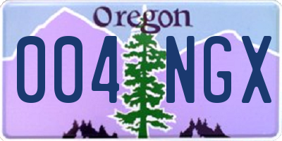 OR license plate 004NGX