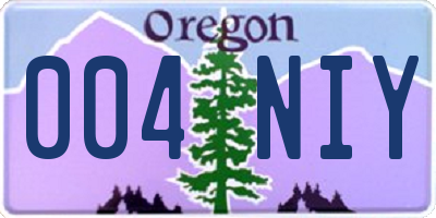 OR license plate 004NIY