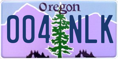 OR license plate 004NLK