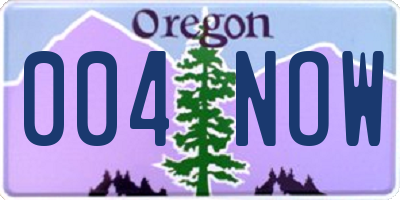 OR license plate 004NOW