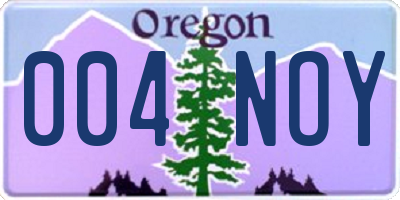 OR license plate 004NOY