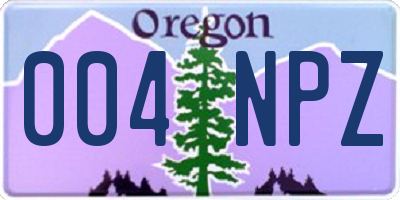 OR license plate 004NPZ