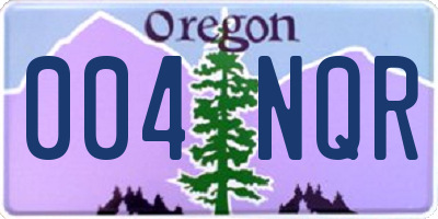 OR license plate 004NQR