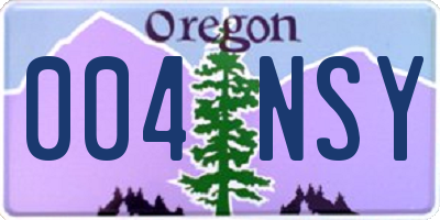 OR license plate 004NSY