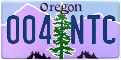 OR license plate 004NTC