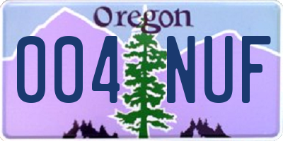 OR license plate 004NUF