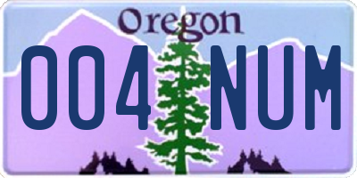 OR license plate 004NUM