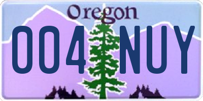 OR license plate 004NUY