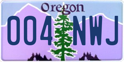 OR license plate 004NWJ